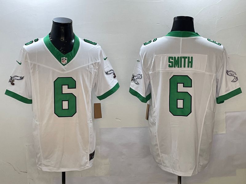 Men Philadelphia Eagles #6 Smith White Retro three generations 2025 Nike Vapor Limited NFL Jersey style 1->philadelphia eagles->NFL Jersey